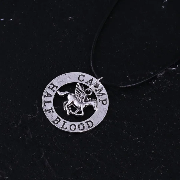 Camp Half-Blood necklace with Pegasus pendant.