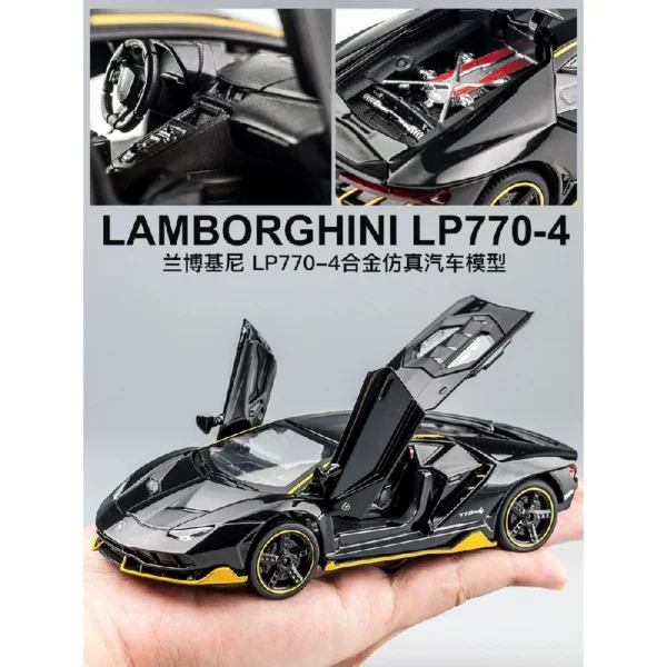 Black Lamborghini LP770-4 diecast toy car.