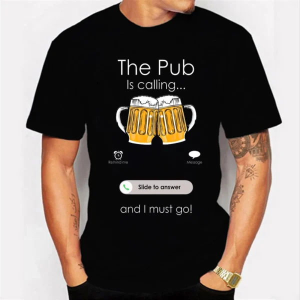 Beer Is Calling and I Must Go Phone Calling Screen Beer T Shirt Beer Day T Shirt Funny T Shirt Custom Tees Summer Brand Teeshirt - Image 2