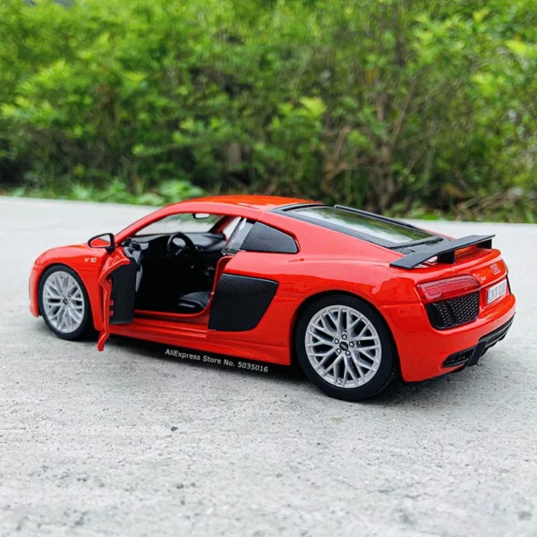 Red Audi R8 diecast model car.