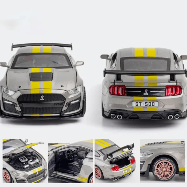 Grey Ford Mustang GT 500 toy car.