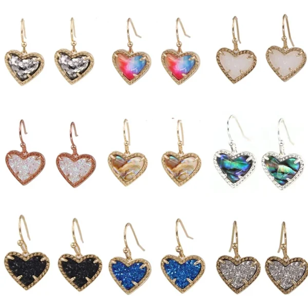 Assortment of heart-shaped dangle earrings.