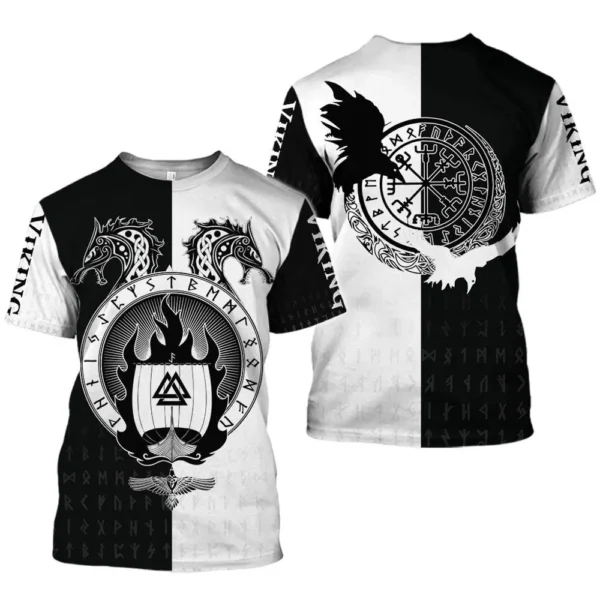 2021 latest Viking symbol printed T-shirt men's summer short-sleeved Harajuku T-shirt men's street hip-hop unisex T-shirt top 01 - Image 4