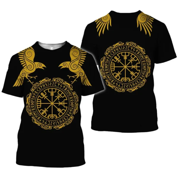 2021 latest Viking symbol printed T-shirt men's summer short-sleeved Harajuku T-shirt men's street hip-hop unisex T-shirt top 01 - Image 3