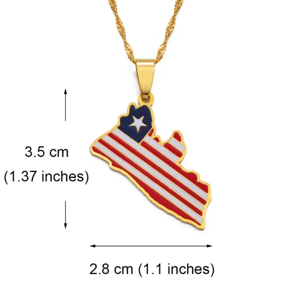 Gold Liberian flag necklace pendant