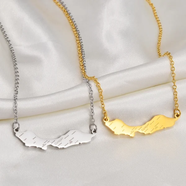 Gold and silver Curacao island necklaces.