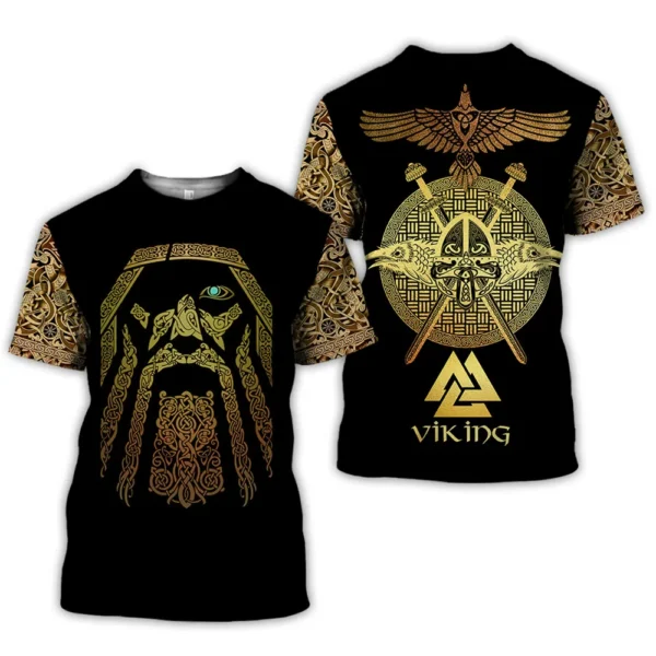 2021 latest Viking symbol printed T-shirt men's summer short-sleeved Harajuku T-shirt men's street hip-hop unisex T-shirt top 01 - Image 6