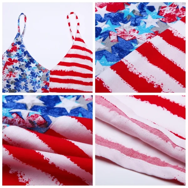 American Flag Tunic Female 2024 Summer Women Underlay Slip Dress Rayon Spaghetti Beach Wears Viscose Cover Ups - Image 6