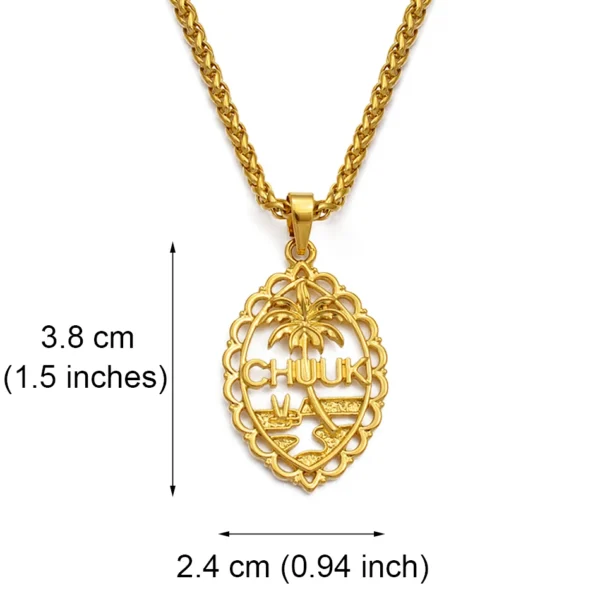 Gold Chuuk island pendant necklace.