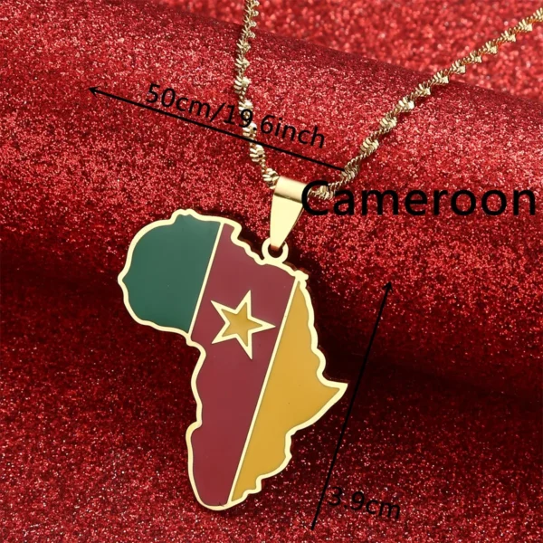 Gold Cameroon flag necklace pendant.