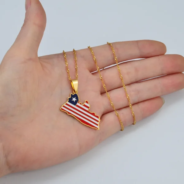 Gold chain with Liberia flag pendant