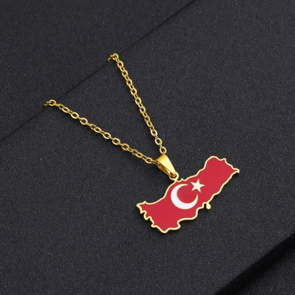 Gold Turkish flag necklace pendant.