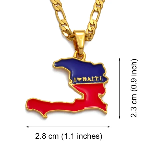 Gold Haitian flag pendant necklace.