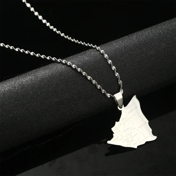 Silver necklace with Nicaragua map pendant.