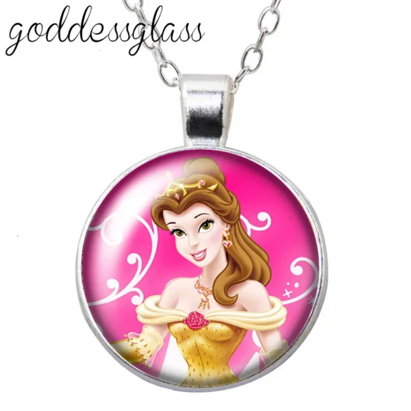 Belle princess glass necklace pendant.