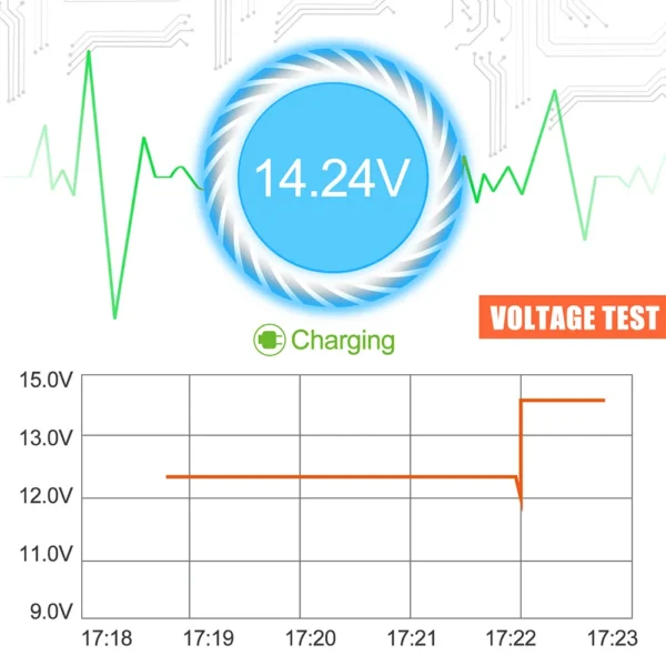 Battery voltage test with 14.24V charge