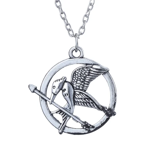 Silver Mockingjay necklace with arrow