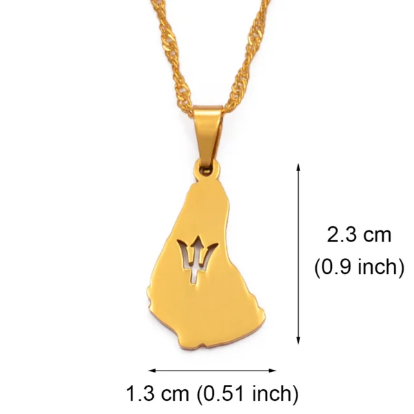 Gold Barbados necklace with trident pendant