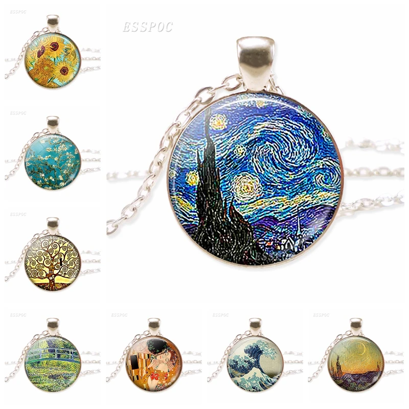 Starry Night pendant necklace on chain.