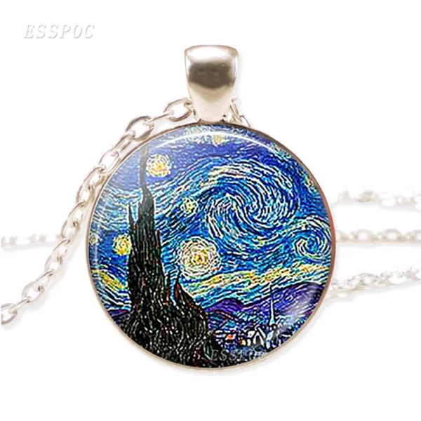 Starry Night glass pendant necklace.