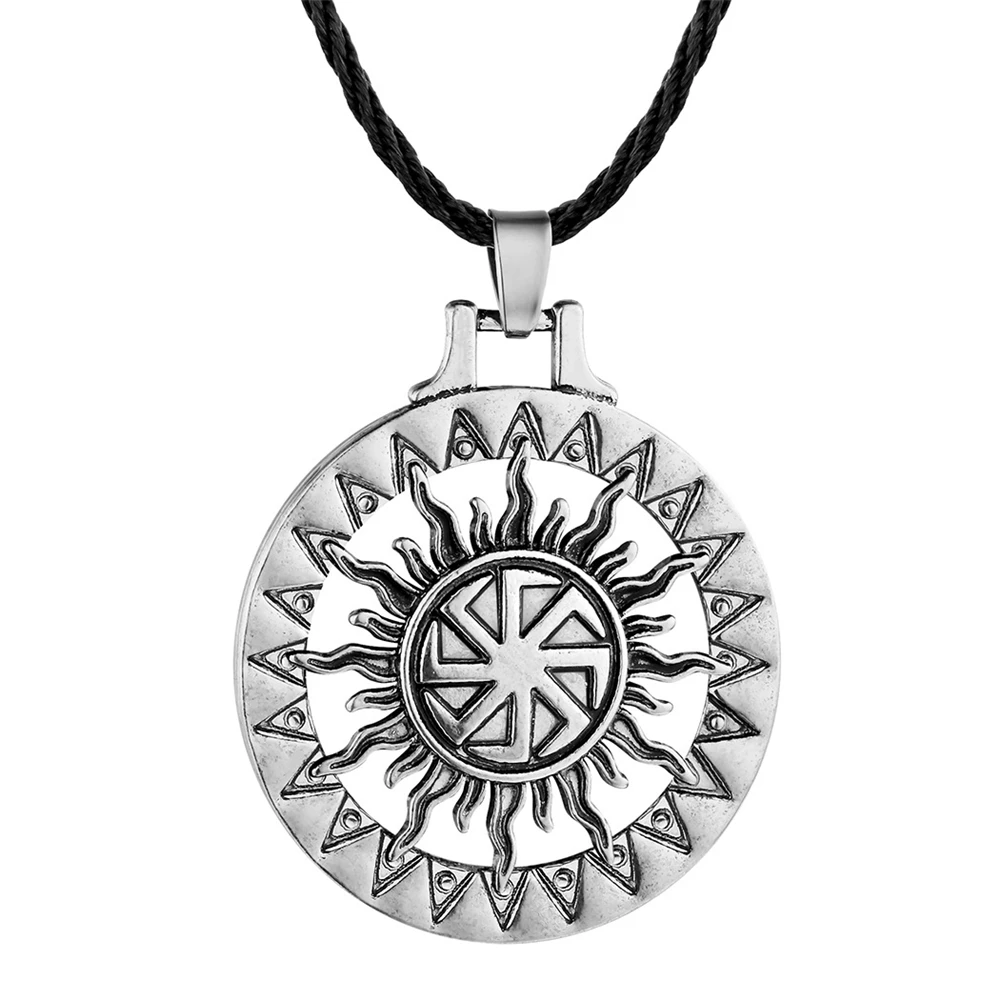 Silver sun symbol pendant necklace