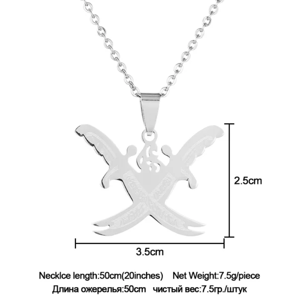 Silver crossed swords necklace pendant