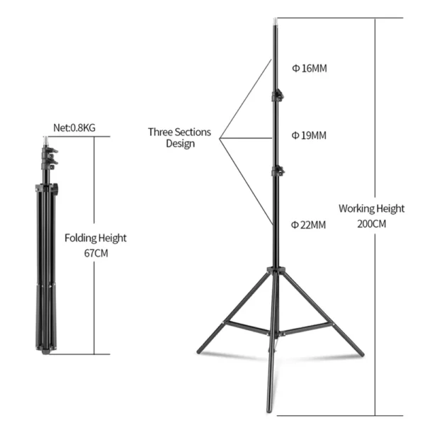 Black adjustable tripod stand for photography.