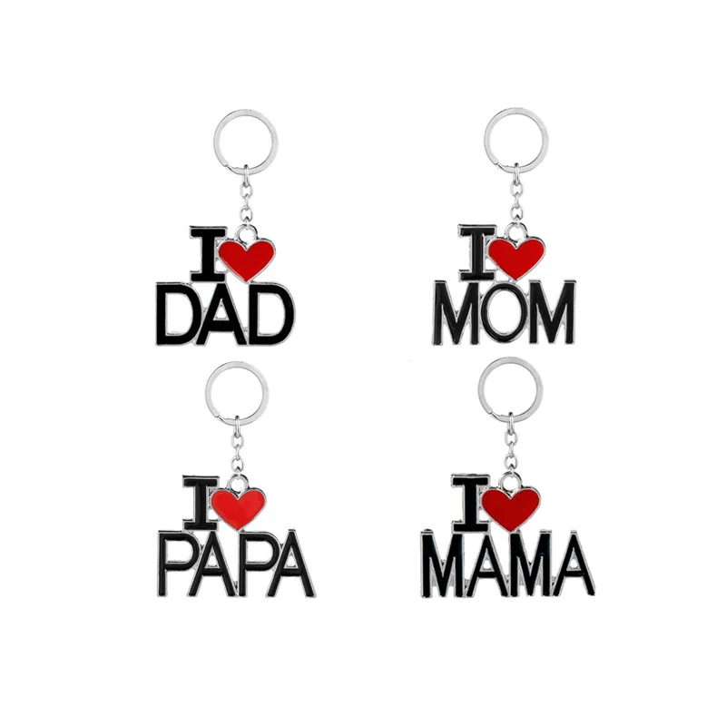 Four "I love" keychains for family.