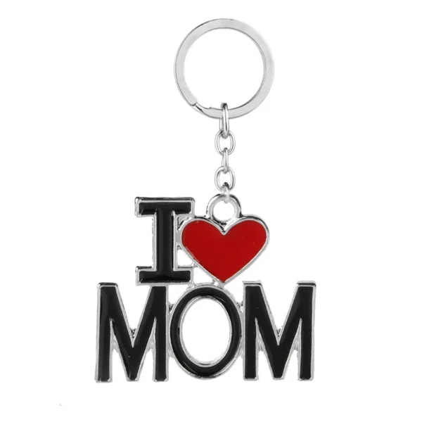 I love mom keychain with red heart.