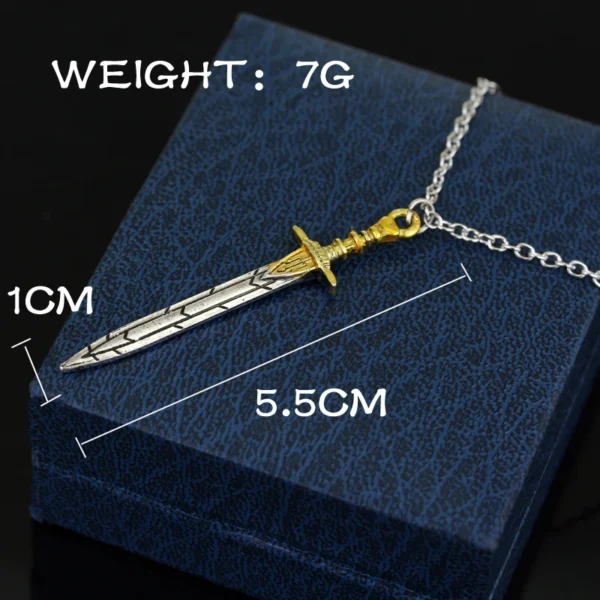 Silver and gold sword necklace pendant.