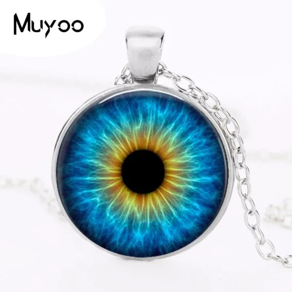 Blue and yellow eye pendant necklace.