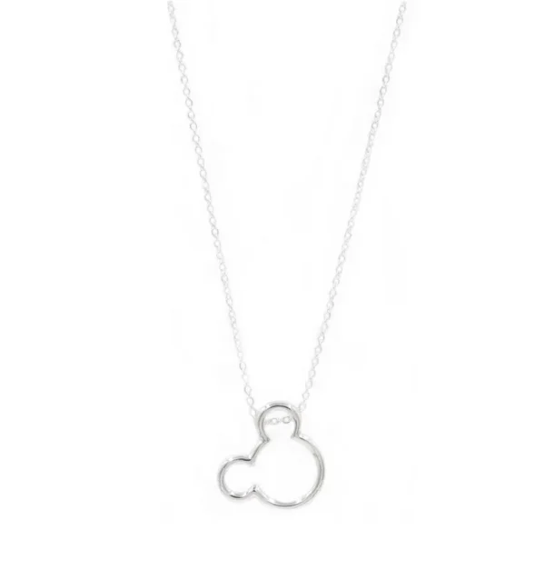 Silver necklace with Mickey Mouse pendant.