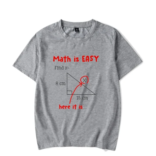 Men T Shirt Math Is Easy Here It Is Funny Math Teacher Student Letters Male T Shirt Summer Luminous Tees Streetwear T-shirt - Image 2