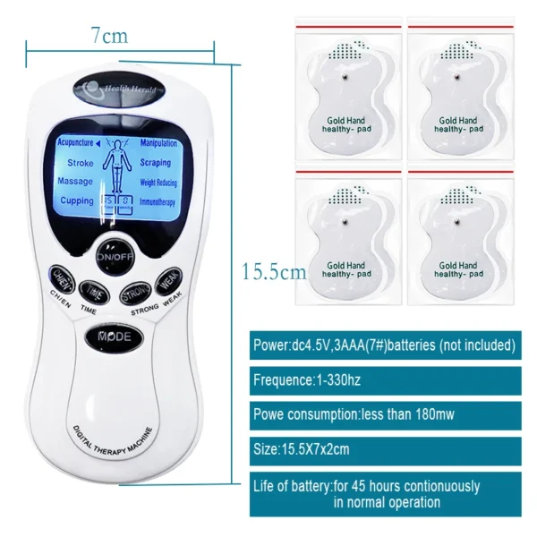 8 Modes Electric TENS Massager LCD Digital Therapy Body Healthy Meridian Massager Machine Muscle Acupuncture Body Massager Pads - Image 5