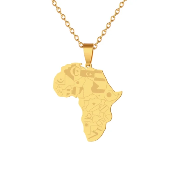 Gold necklace with African continent pendant