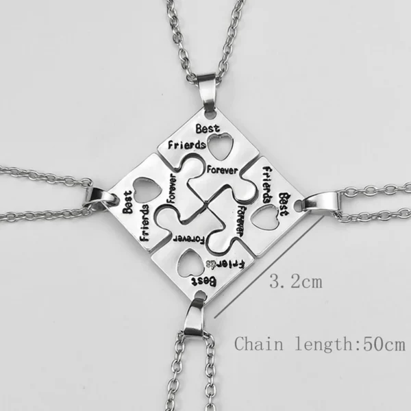 Silver best friends puzzle necklaces.