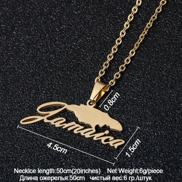 Gold Jamaica necklace with chain.