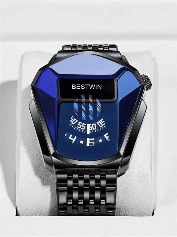 Black and blue digital wristwatch.