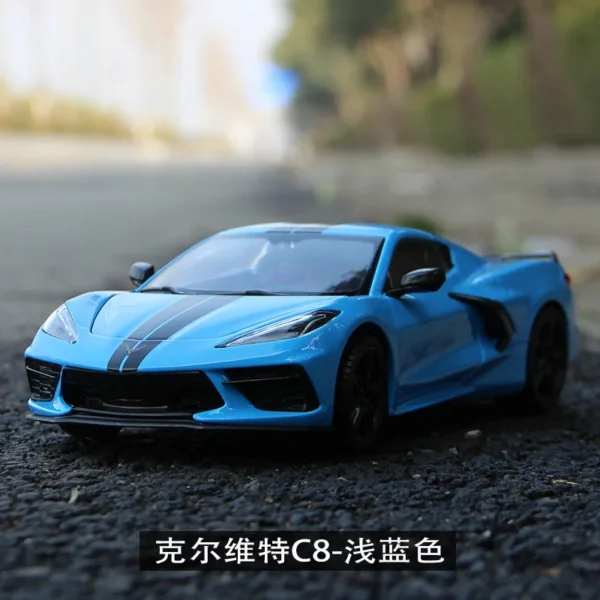 Blue Corvette C8 sports car