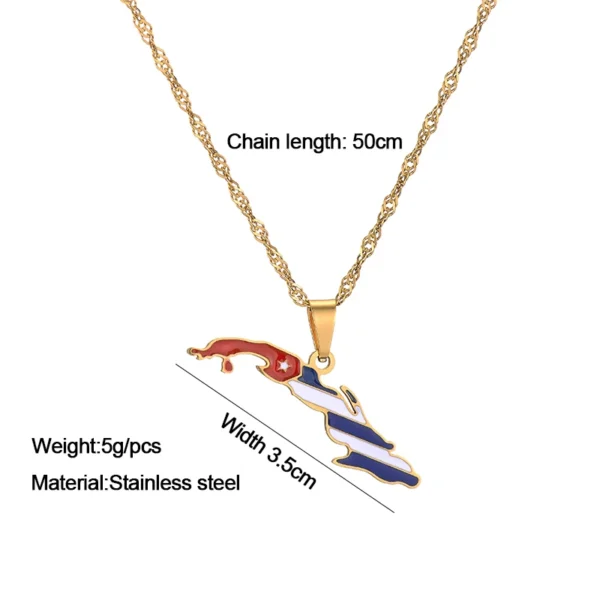 Gold Cuban flag necklace pendant