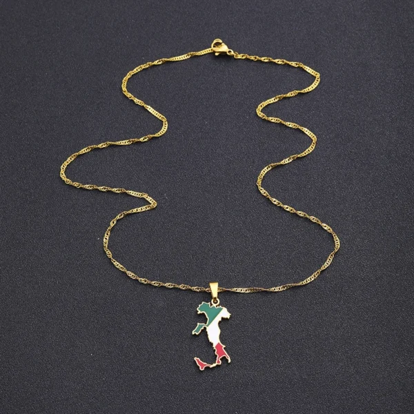 Gold necklace with Italy map pendant