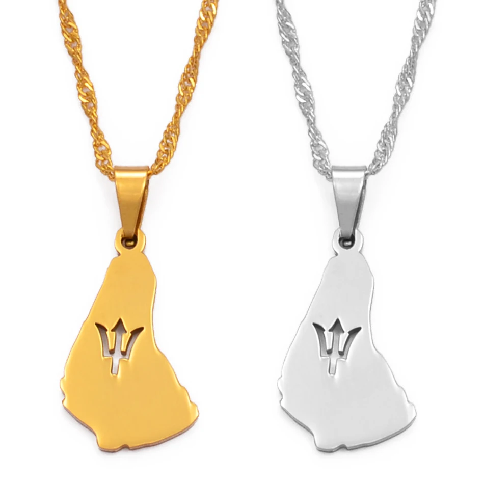 Gold and silver Barbados necklaces.