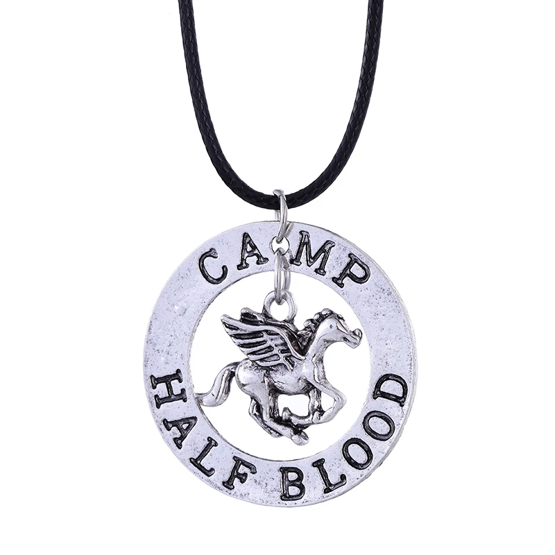 Camp Half-Blood necklace with Pegasus pendant.