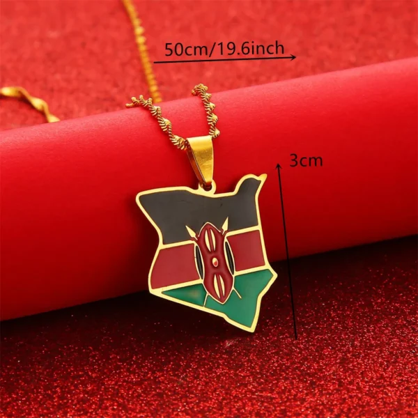 Gold Kenyan flag pendant necklace.