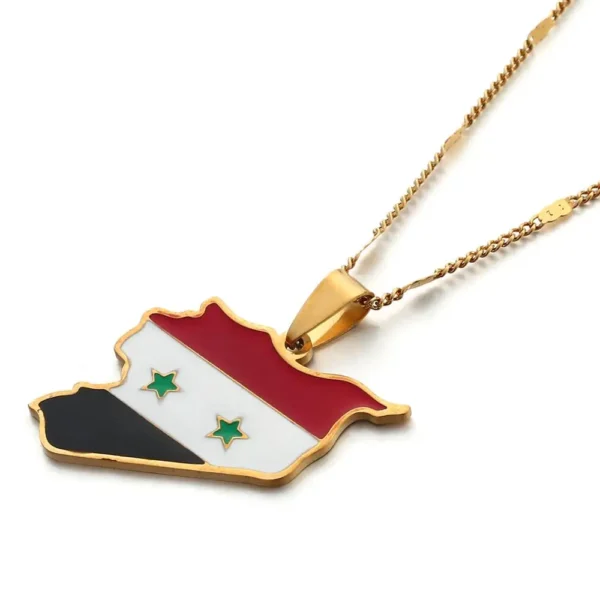 Gold Syria map pendant necklace.