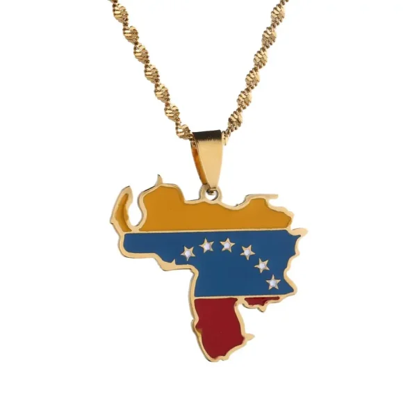 Gold Venezuelan flag necklace pendant.