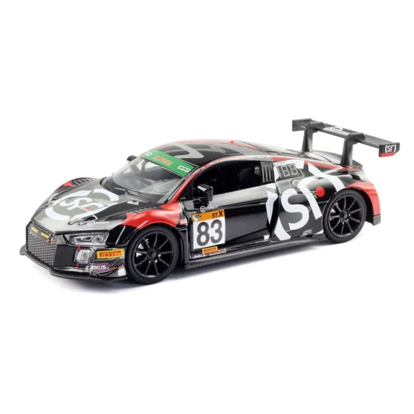 Black and red Audi R8 race car toy.