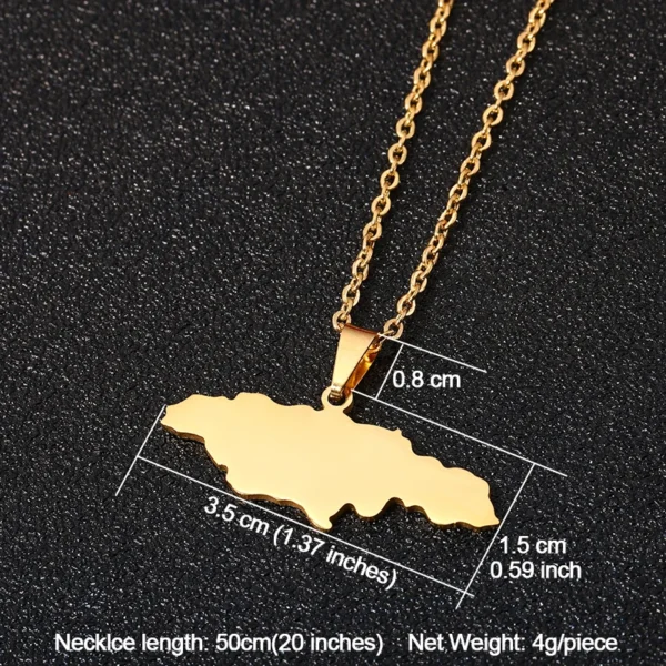 Gold Jamaica map pendant necklace.