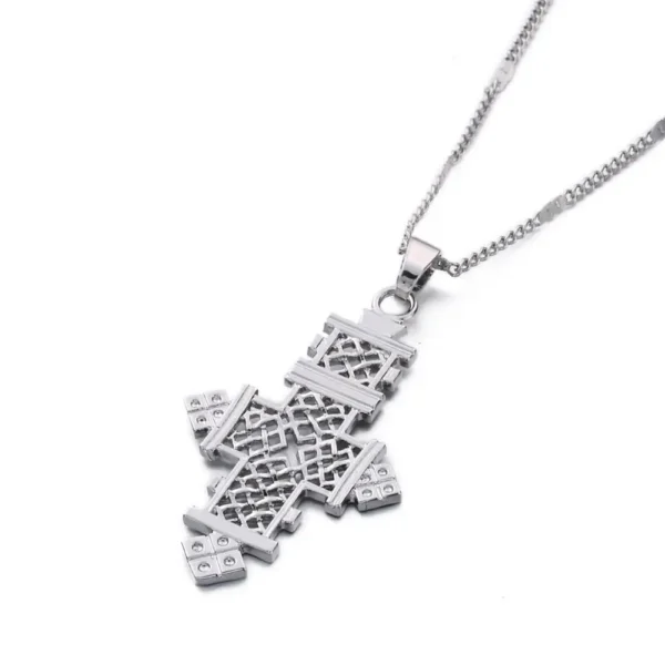 Silver Ethiopian cross necklace pendant.