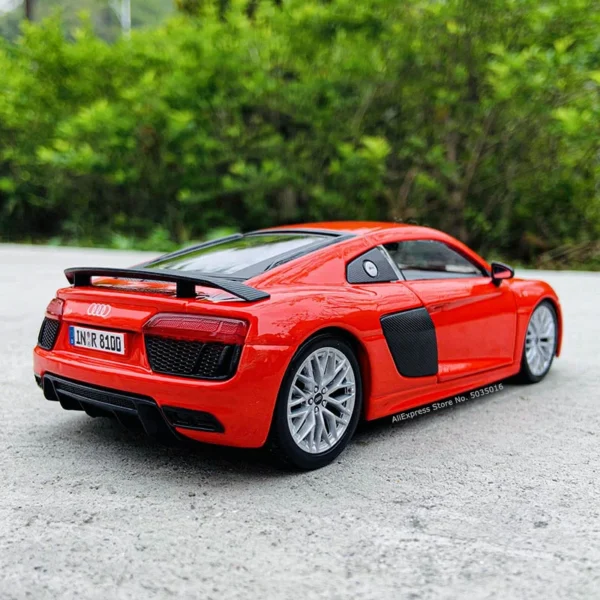 Red Audi R8 diecast model car.